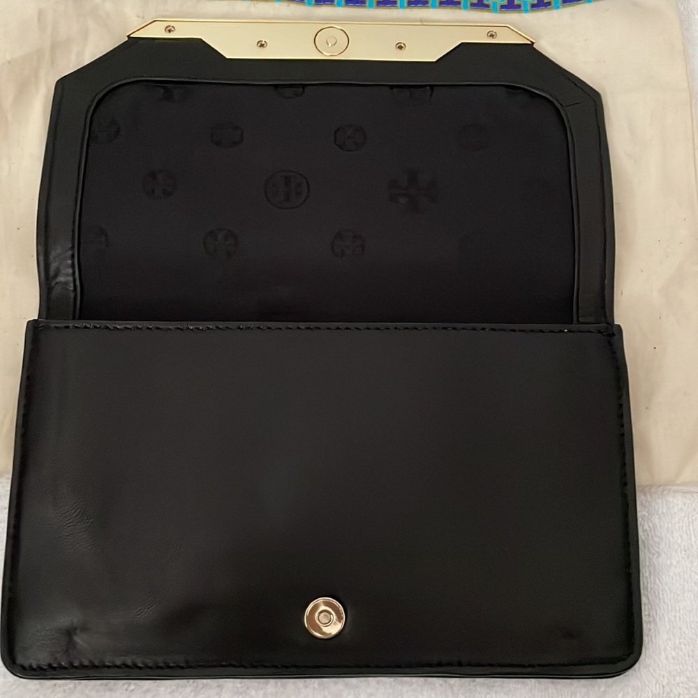 Tory Burch Black Clutch with Gold Accent - Picture 4 of 7